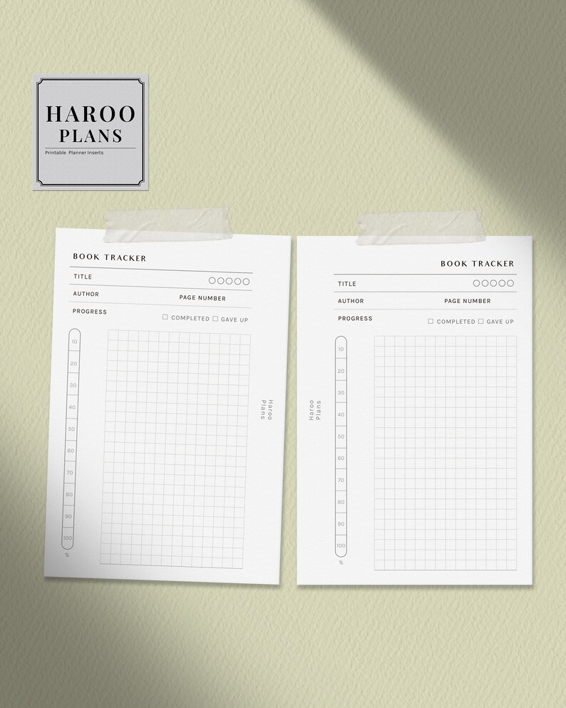 Book Tracker | Pocket Ring Printable Planner Inserts | Reading Progress ...