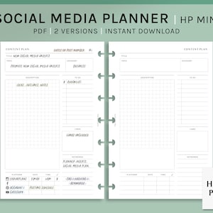 Planificador de contenido / HP Mini inserciones imprimibles / Plantilla de notas de ideas de publicación en redes sociales / Contenido Post Schedule PDF / Descarga digital