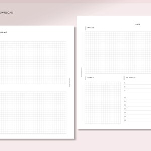 May include: A printable planner page with a grid layout. The page is divided into sections labeled "Brain Dump", "Must", "Want", "Maybe", "Other", and "To Do List".