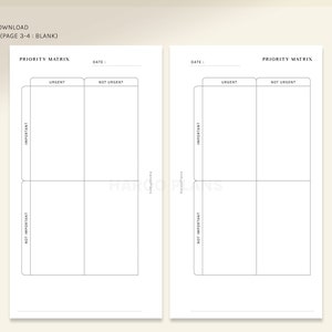 Priority Matrix | Personal Size Printable Planner Inserts | Urgent ...