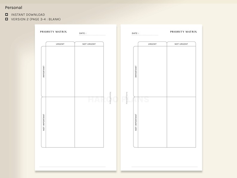 Priority Matrix Personal Size Printable Planner Inserts - Etsy