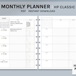 Monthly | HP Classic Printable Happy Planner Inserts | Work Organizer Template | 5 Weeks Planning Page | Task Tracker PDF | Digital Download