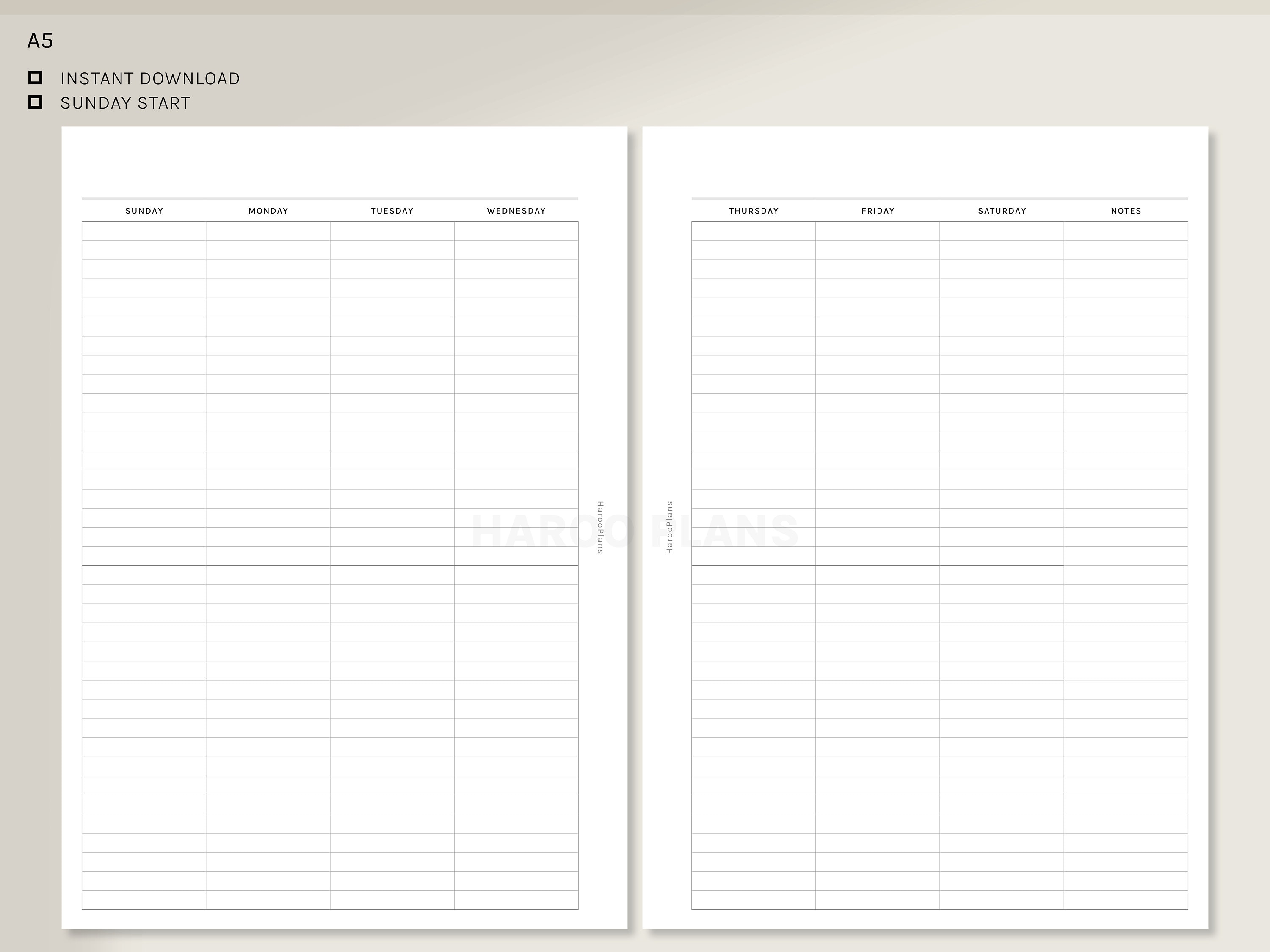 Undated Monthly | A5 Printable Planner Inserts | Blank Calendar ...