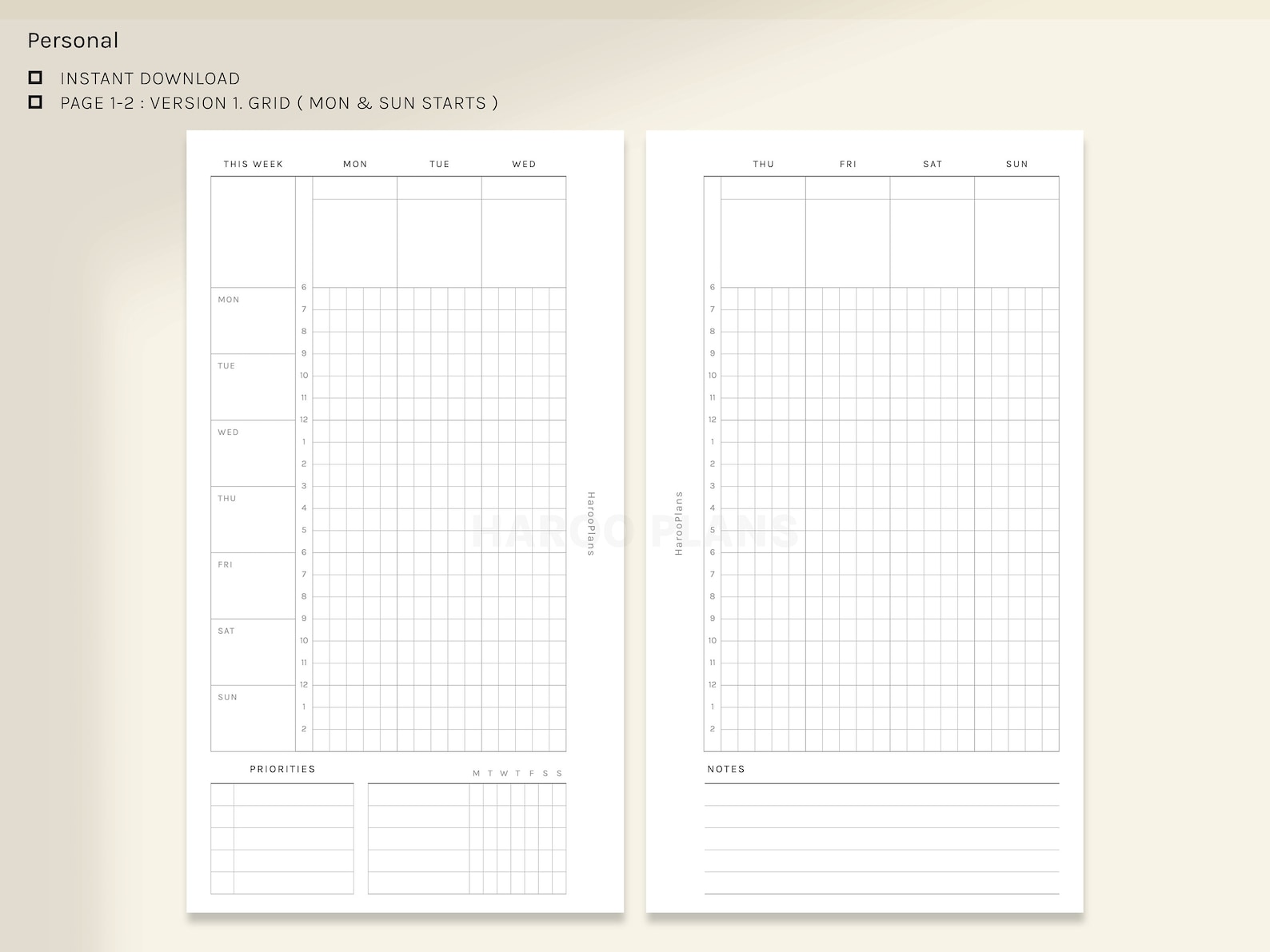 WO2P Schedule Personal Size Printable Planner Inserts - Etsy