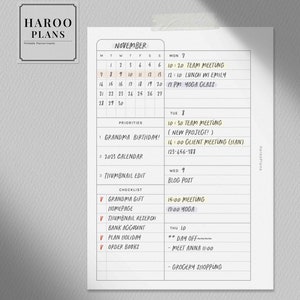 Undated Weekly | A6 Printable Planner Inserts | WO2P Schedule Template ...