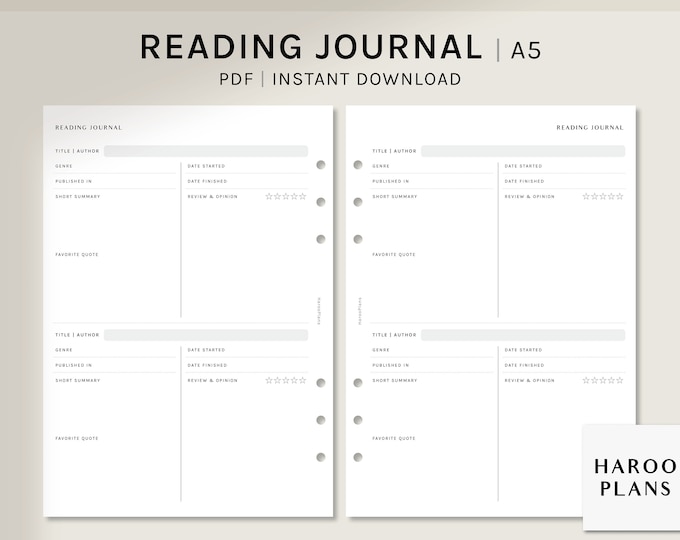Book Tracker and Review Printable | Reading Journal Log List ...