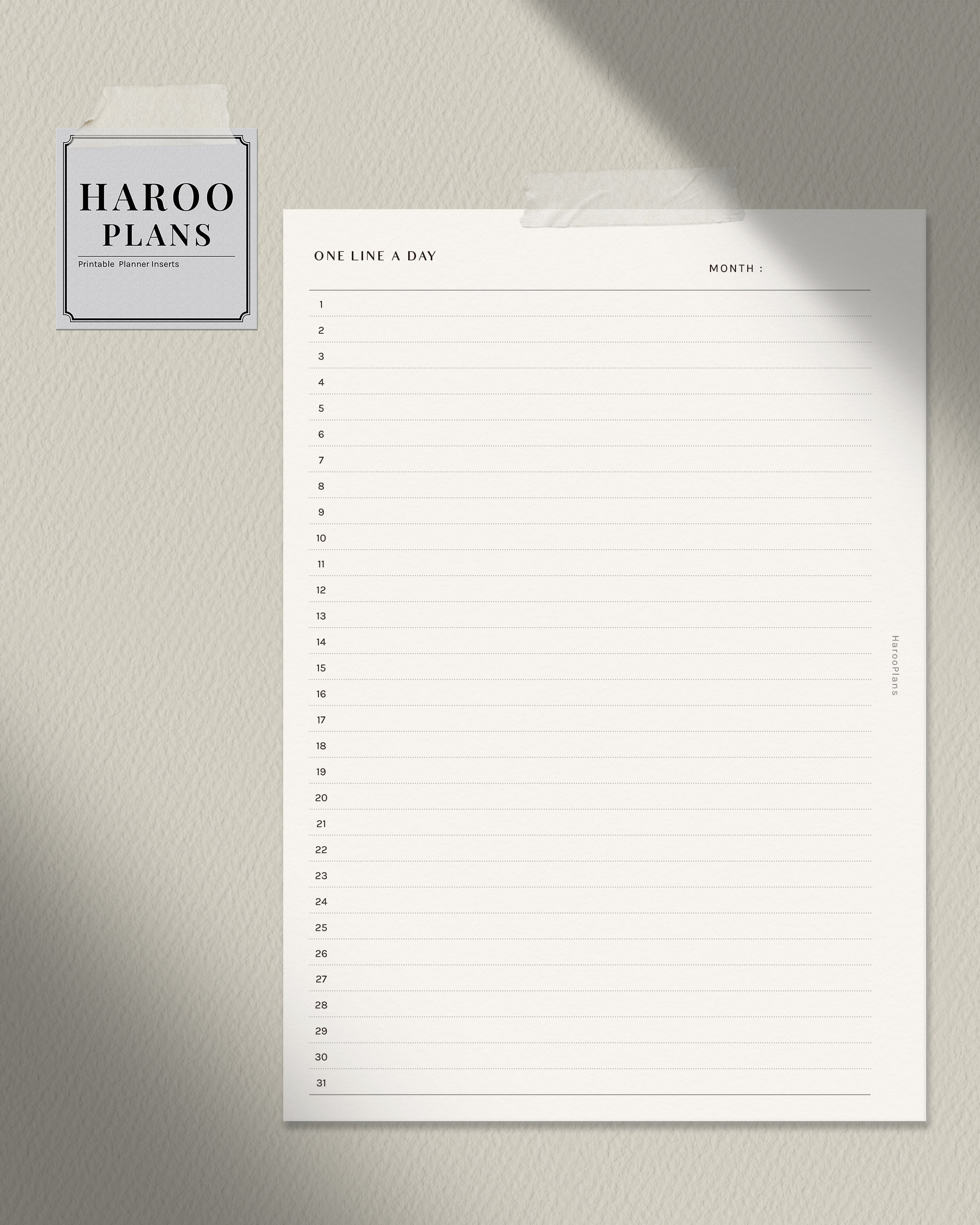 One Line A Day | A5 Printable Planner Inserts | Daily Diary Template ...