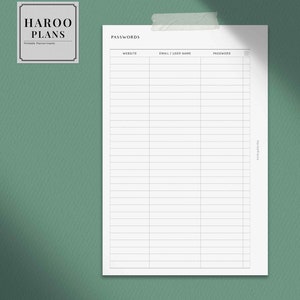 Password Tracker HP Mini Printable Happy Planner Inserts Passwords ...