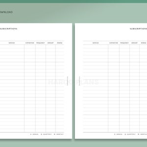 Subscription Tracker HP Mini Printable Happy Planner Inserts Monthly ...