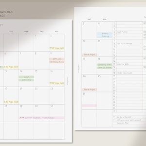 Undated Monthly Planner | A5 Printable Planner Inserts | MO2P Layout ...