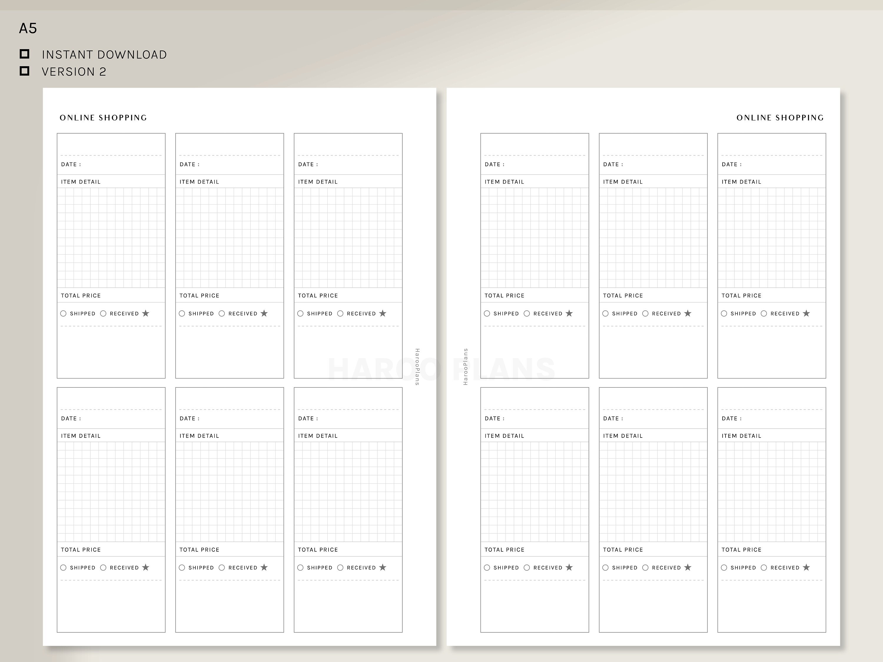 Online Shopping Tracker A5 Printable Planner Inserts Order - Etsy