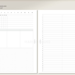 May include: A printable A5 planner with a weekly spread, a to-do list, and a gridded notes section. The planner starts on Monday and has a simple design.