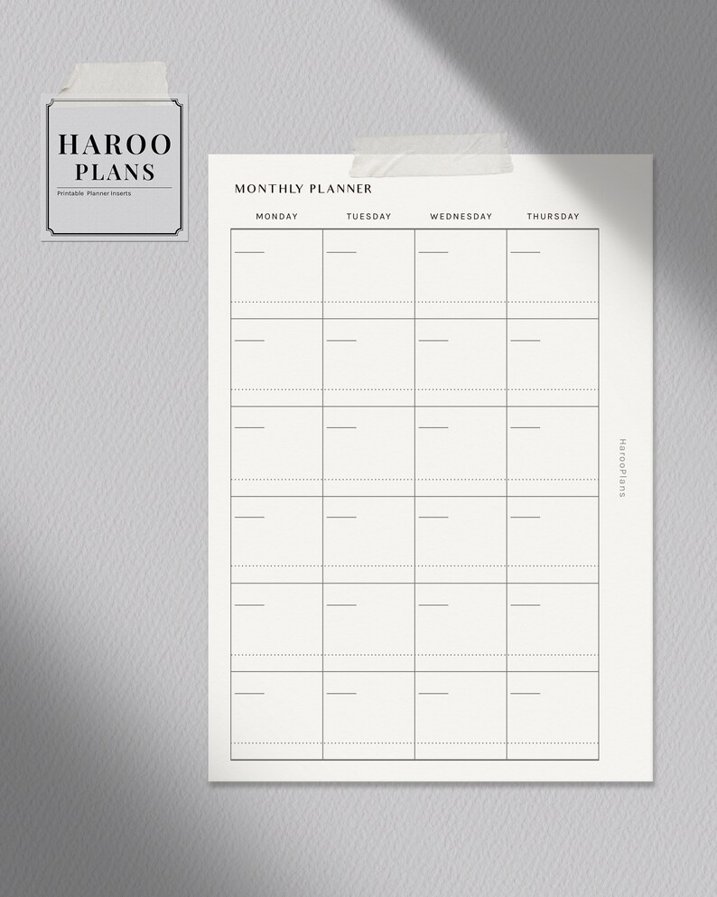Undated Monthly Printable Planner Inserts A6 MO2P Template - Etsy