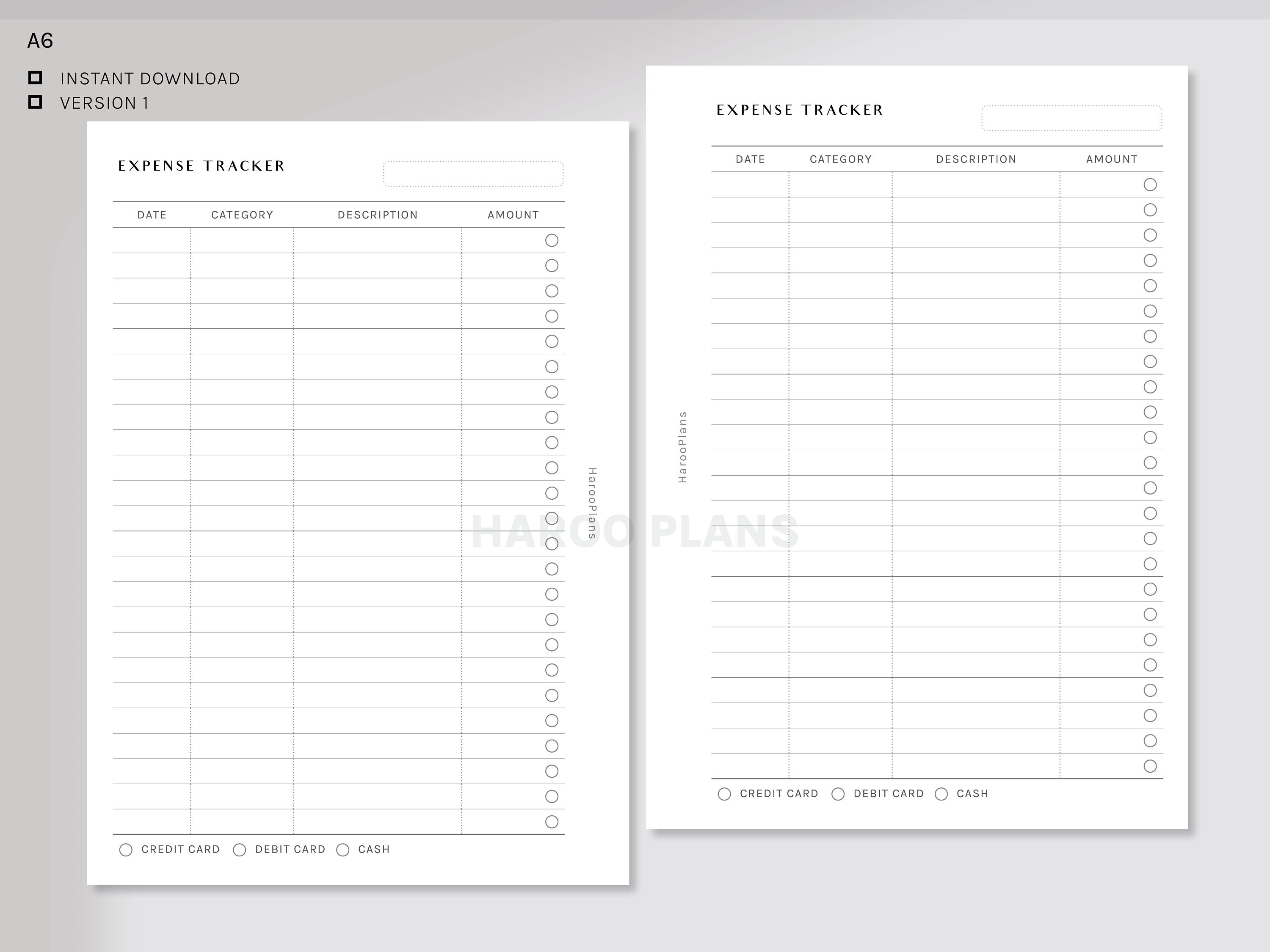 Expense Tracker Printable Inserts A6 Spending Log Template - Etsy