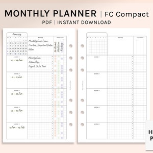 Monthly | FC Compact Printable Planner Inserts | MO1P Organizer Template | Month Goal Plan Sheet | Task Tracker PDF | Digital Download