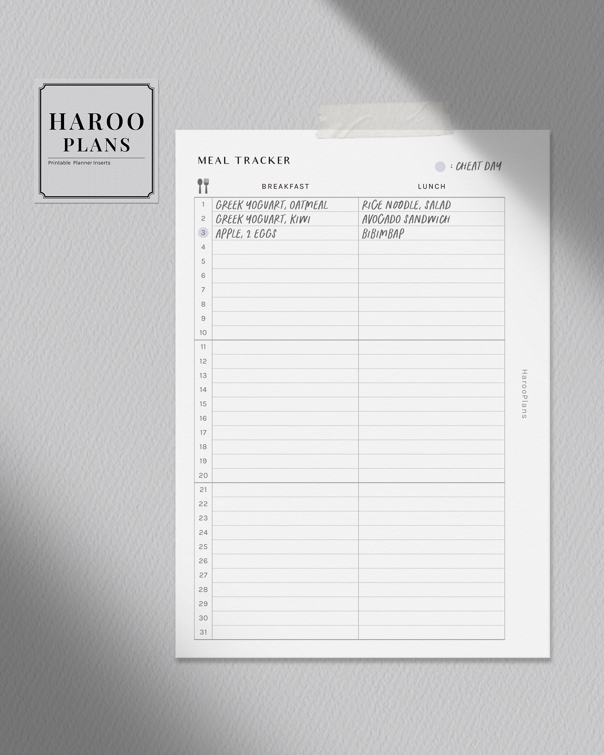Monthly Meal Tracker | A6 Printable Planner Inserts | MO2P Diet Menu ...