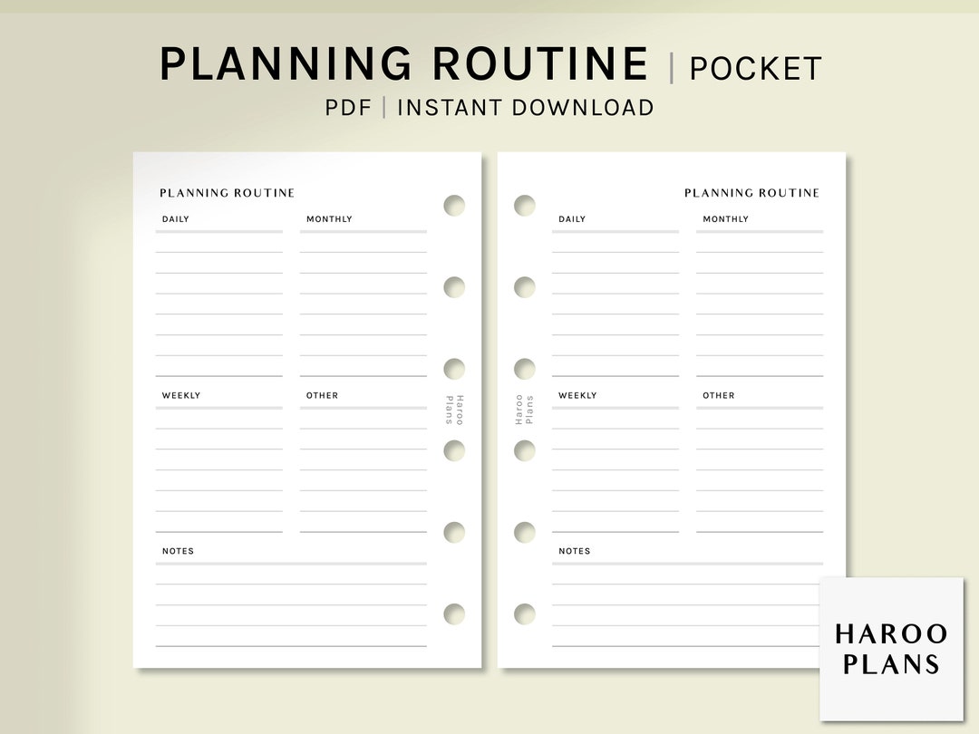 Planning Routine | Pocket Rings Printable Planner Inserts | Agenda ...
