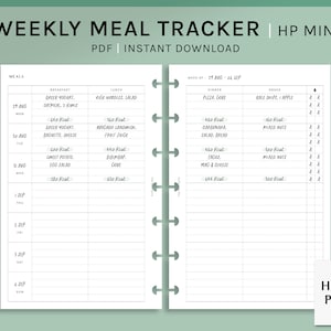 Könnte beinhalten: Ein minimalistischer Wochen-Essensplaner für HP Mini, als PDF zum sofortigen Download verfügbar. Er enthält Abschnitte für Mahlzeiten mit Platz für Frühstück, Mittagessen, Abendessen und Snacks.