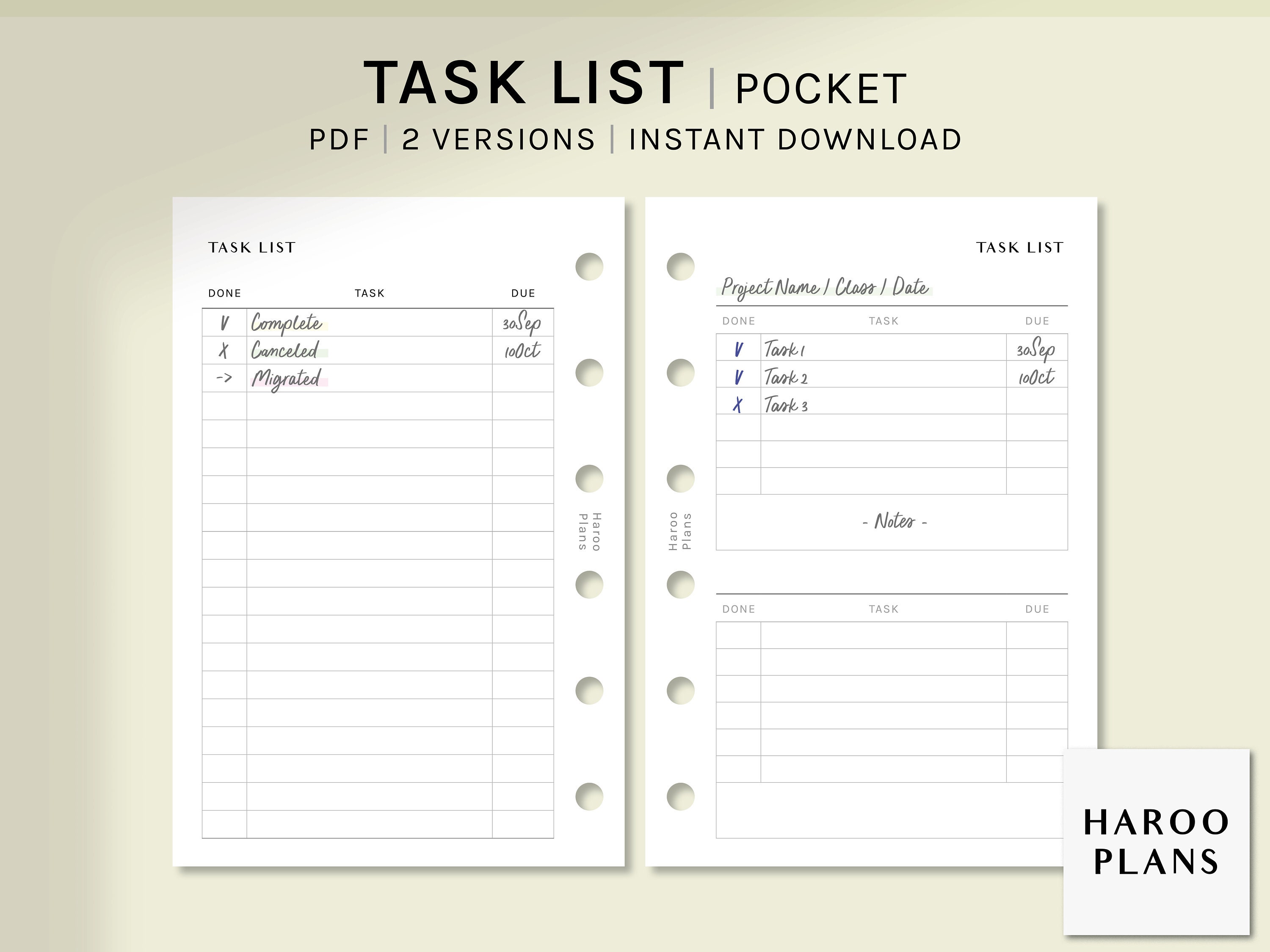 Task List Pocket Size Printable Planner Inserts to Do List - Etsy
