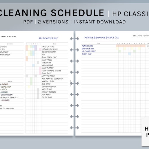 Cleaning Schedule Printable Happy Planner Classic Insert - Etsy
