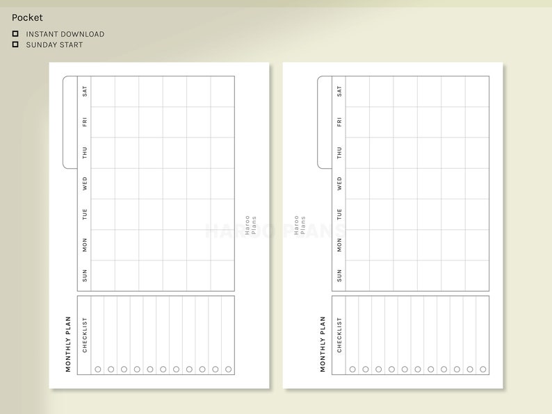 Monthly Planner Pocket Size Printable Inserts MO1P - Etsy