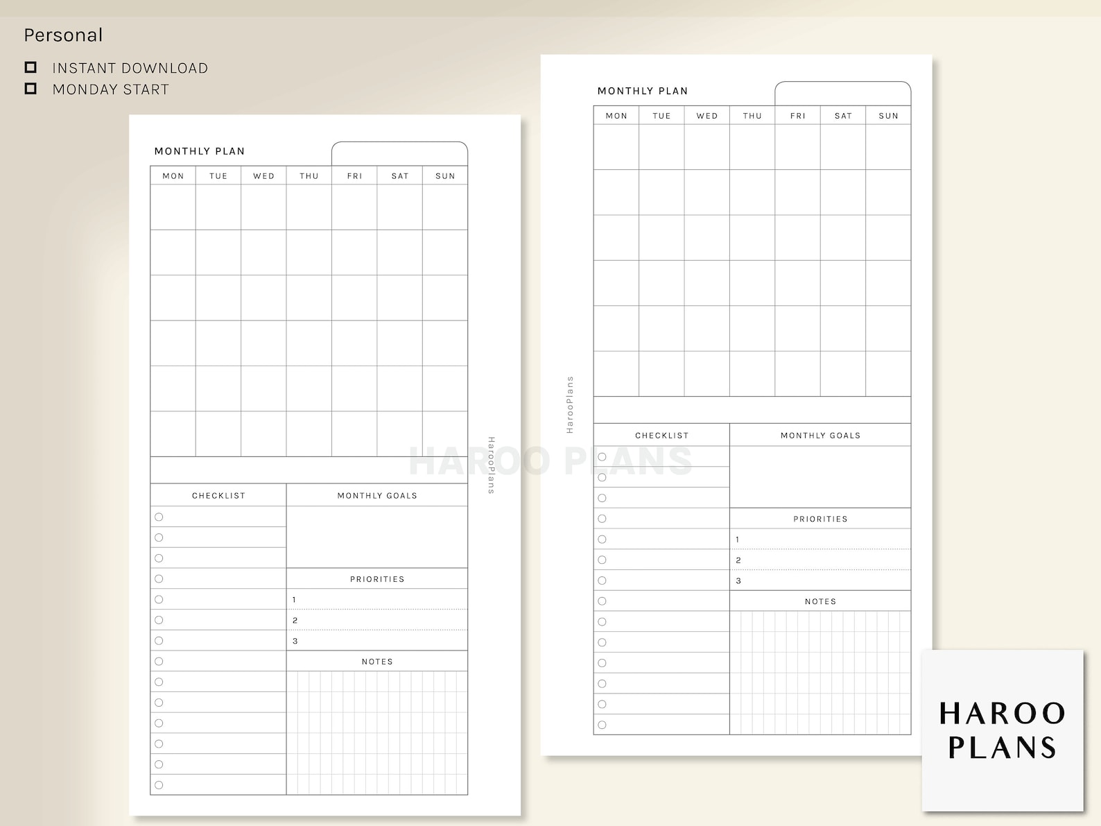 Monthly Overview Personal Ring Printable Planner Inserts - Etsy