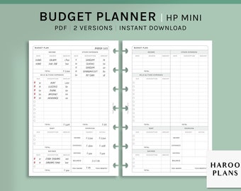 Planificador de presupuesto / HP Mini insertos imprimibles / Hoja de plantilla de finanzas / Rastreador de ingresos y gastos / Registro mensual de dinero PDF / Descarga digital