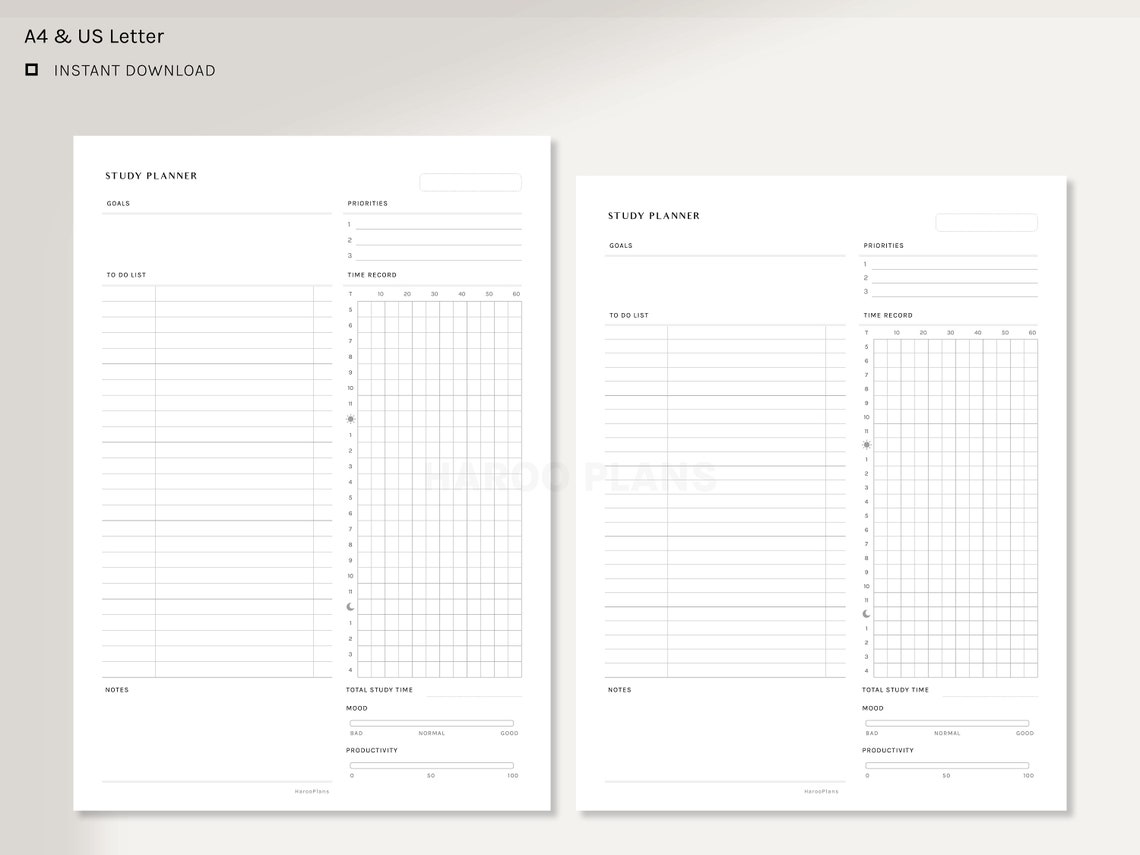 Study Planner | A4, US Letter Printable Inserts | Schedule Template ...
