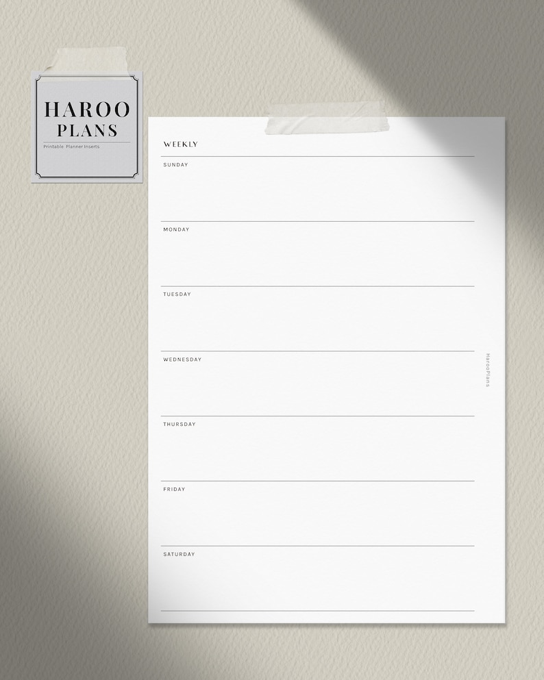 Undated Weekly | A5 | Printable Planner Inserts | WO1P Layout With Grid ...