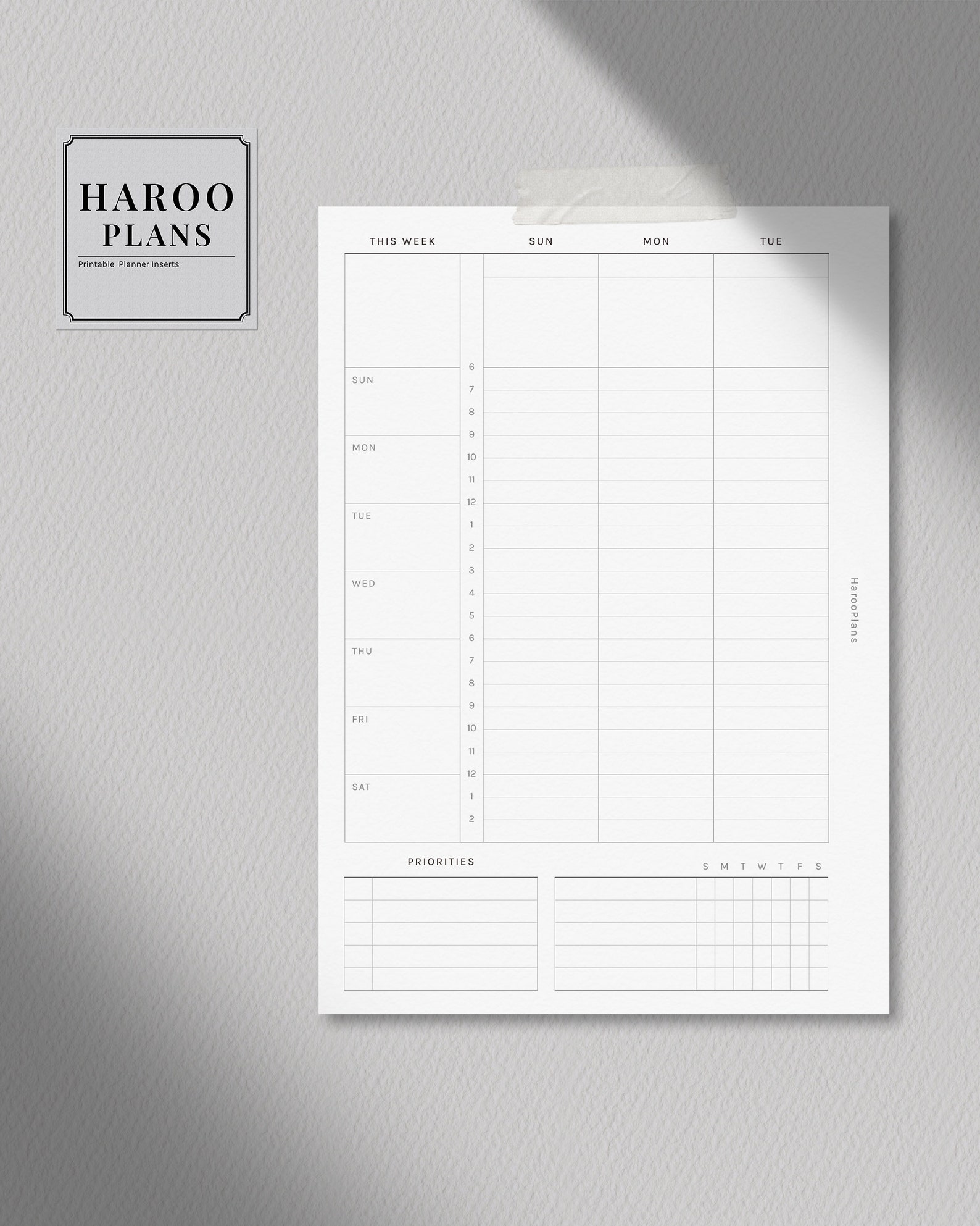 WO2P Schedule | Personal Wide Printable Planner Inserts | Weekly Time ...