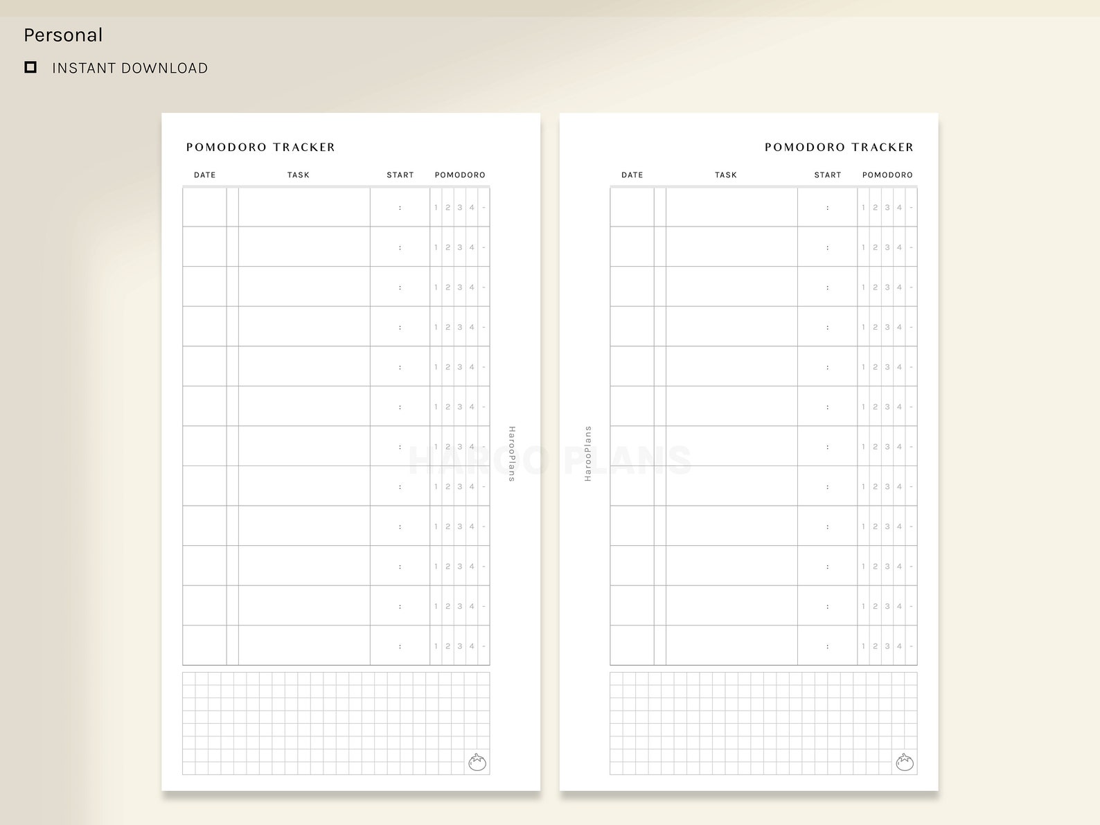 Pomodoro Tracker | Personal Size Printable Planner Inserts | Study Time ...