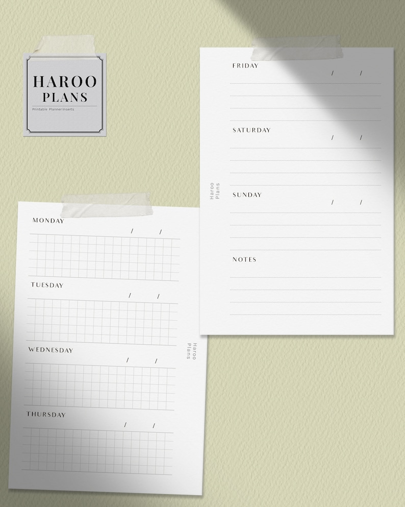 Simple Weekly Pocket Ring Printable Planner Inserts WO2P | Etsy