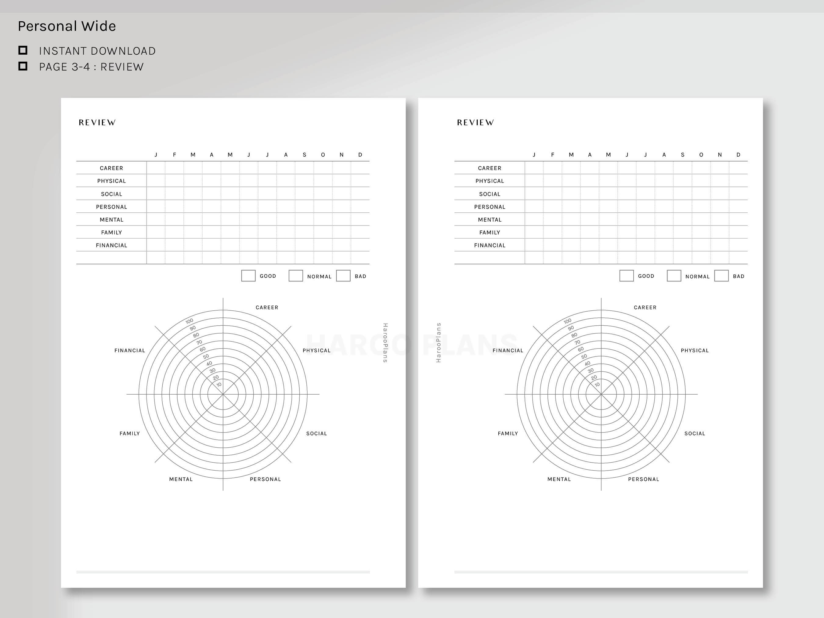 Goal Planner | Personal Wide Printable Inserts | Life Goal Setting ...