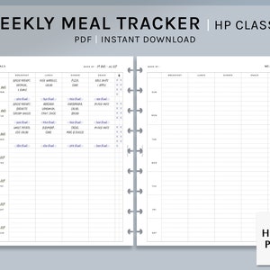 Weekly Meal Tracker | HP Classic Printable Happy Planner Inserts | Food Diet Log Template PDF | Water intake Log Sheets | Digital Download