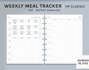 Weekly Meal Tracker | HP Classic Printable Happy Planner Inserts | Food Diet Log Template PDF | Water intake Log Sheets | Digital Download