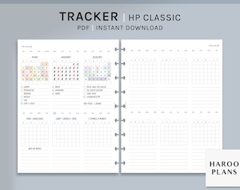 Monthly Tracker | HP Classic Printable Happy Planner Inserts | Task Chores Log | Goal Calendar Template | Habit Challenge | Digital Download