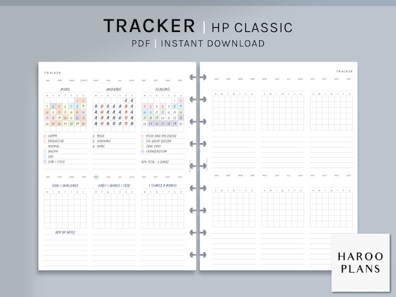 Monthly Tracker | HP Classic Printable Happy Planner Inserts | Task Chores Log | Goal Calendar Template | Habit Challenge | Digital Download