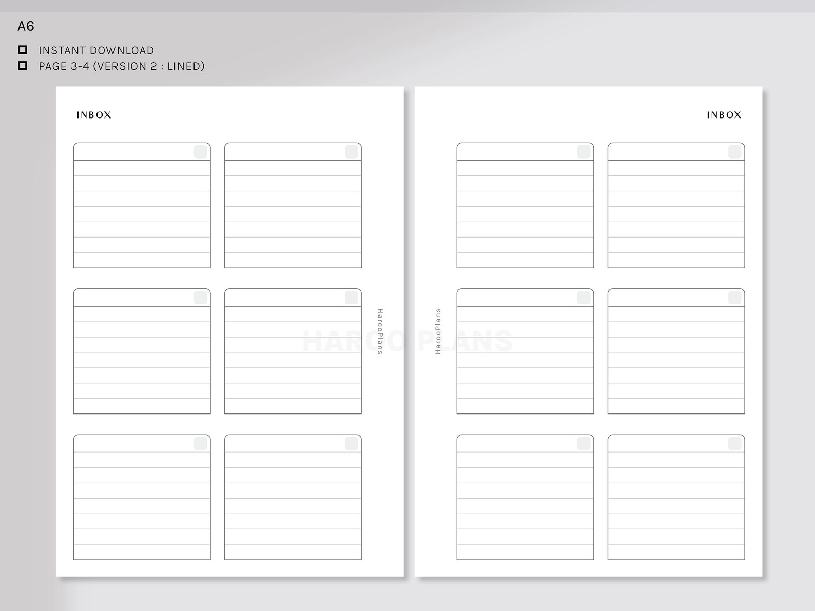 Inbox | A6 Printable Planner Inserts | Blank Box to Do List Template ...