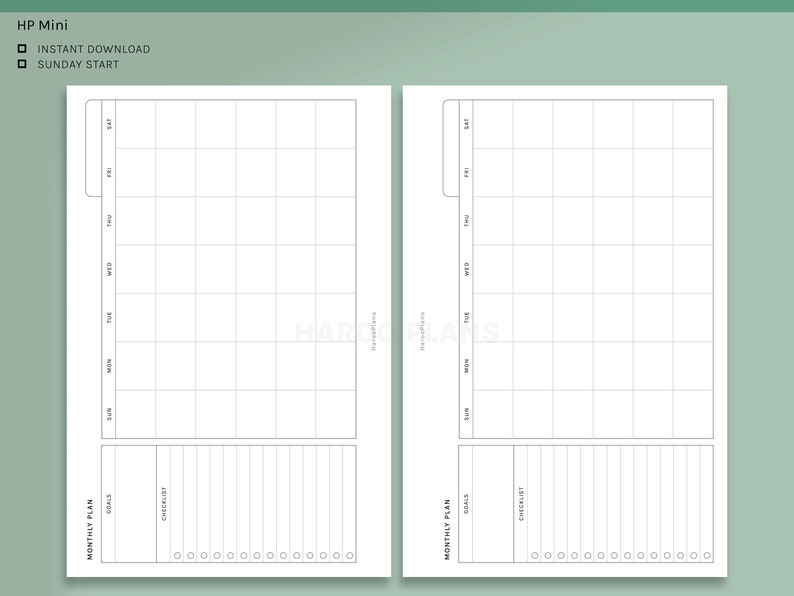 Monthly HP Mini Printable Happy Planner Inserts MO1P - Etsy
