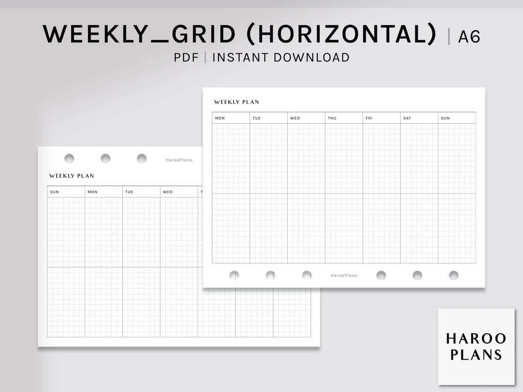 Weekly Planner | A6 Size Printable Inserts | Undated Organizer Template ...