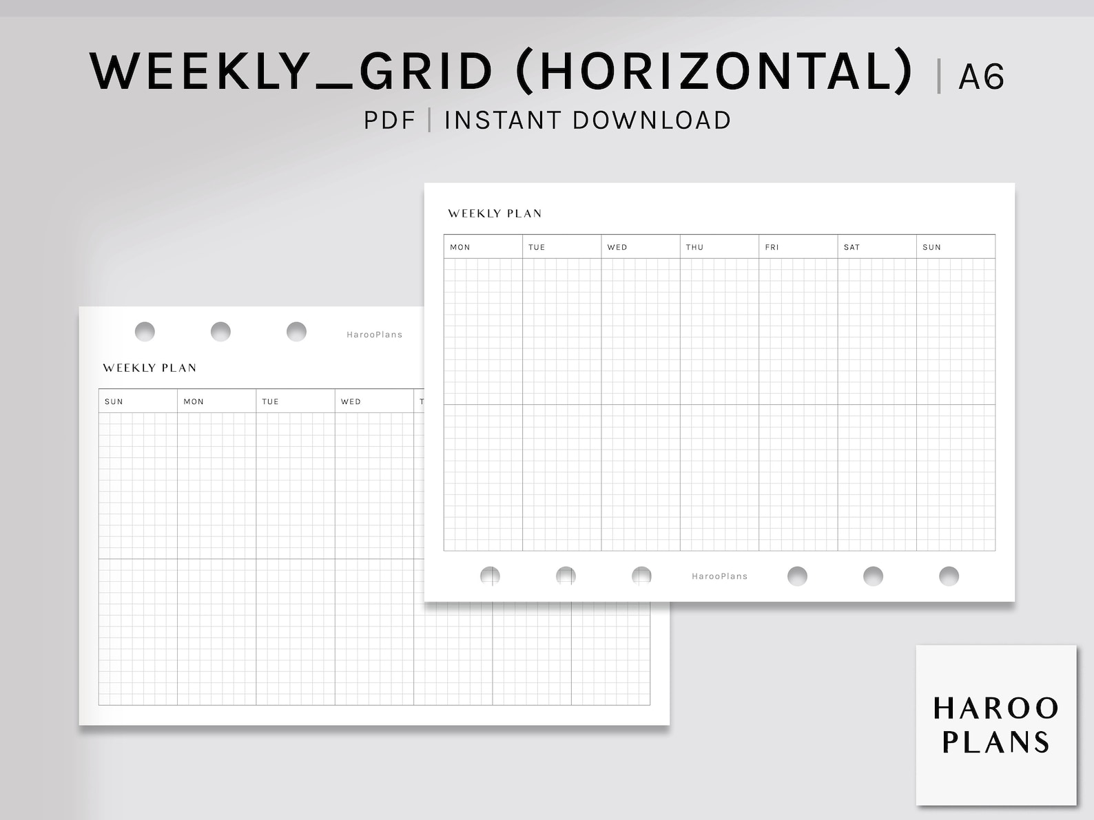 Weekly Planner | A6 Size Printable Inserts | Undated Organizer Template ...