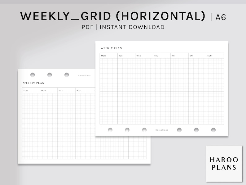 Weekly Planner | A6 Size Printable Inserts | Undated Organizer Template ...
