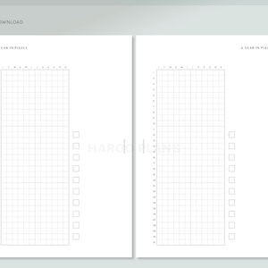 A Year in Pixels Sheet | Half-letter Printable Planner Inserts | Simple ...