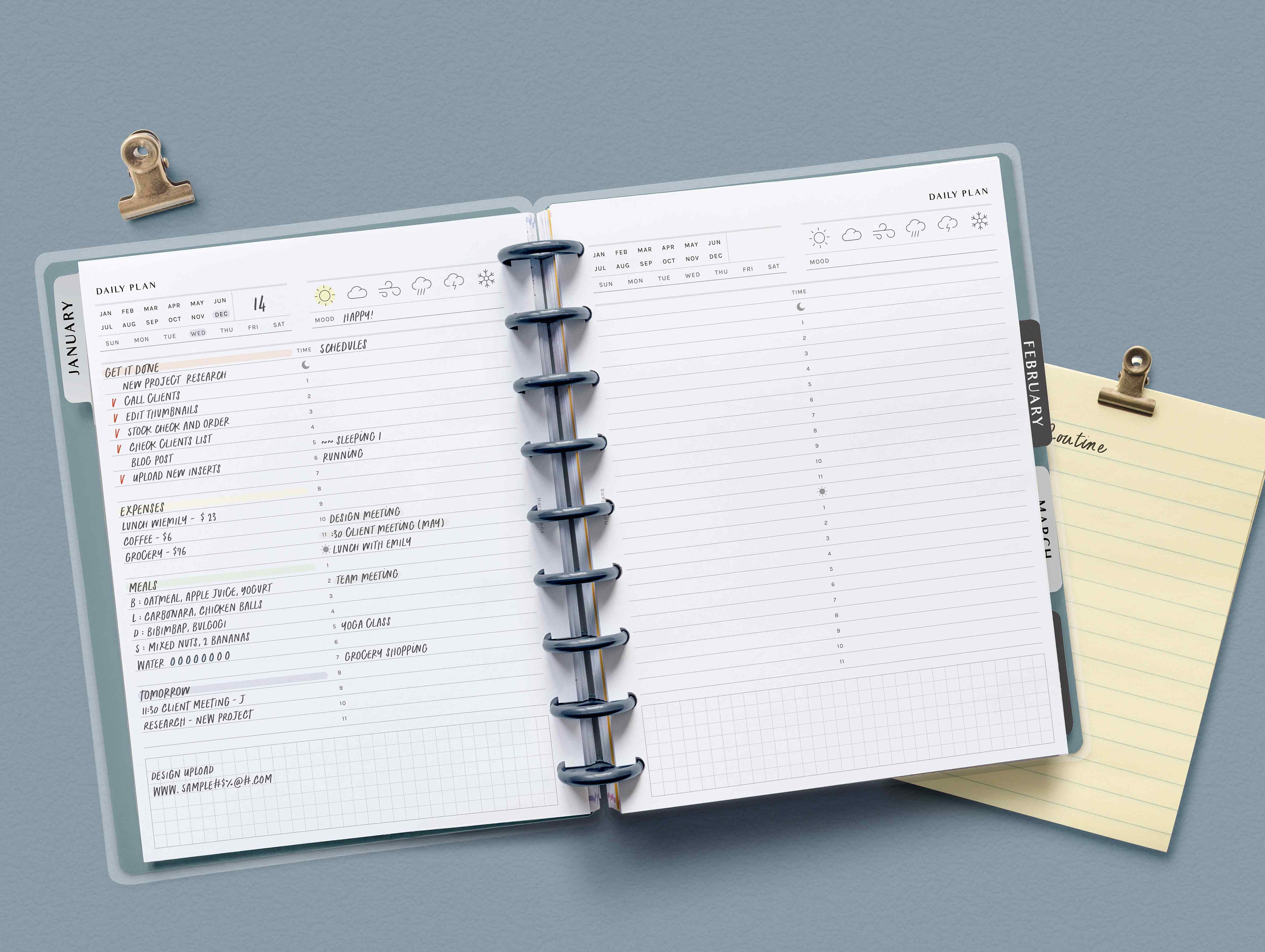 Daily | HP Classic Printable Happy Planner Inserts | 24hours Schedule ...