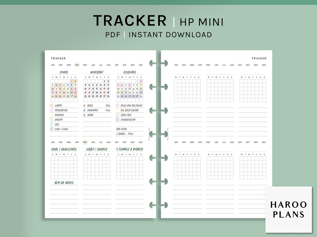 Monthly Tracker | HP Mini Printable Happy Planner Inserts | Task Chores ...