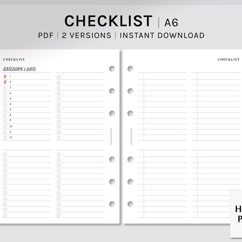 Task List A6 Printable Planner Inserts to Do List Template - Etsy