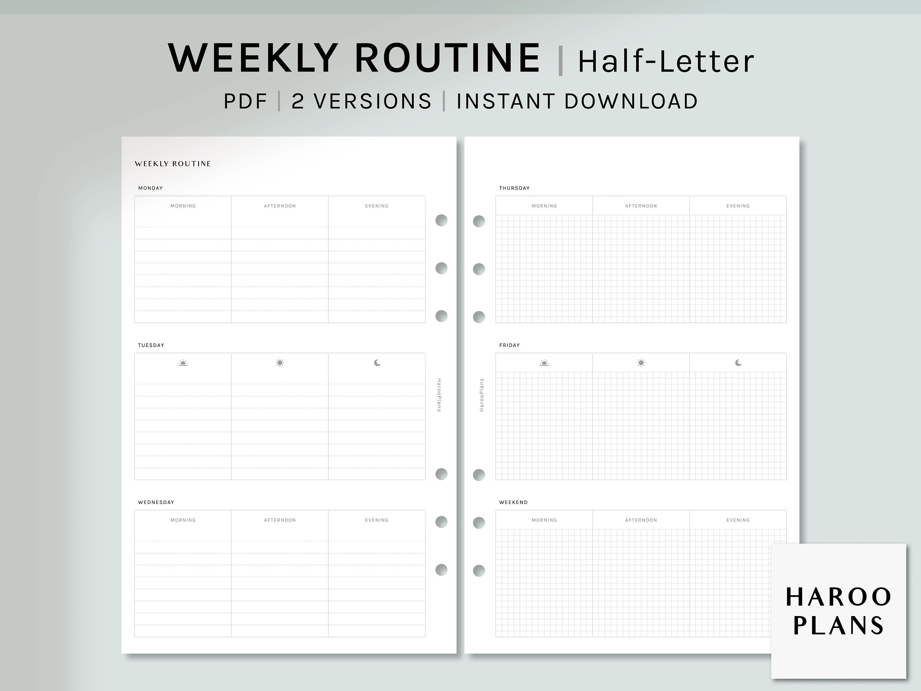 Daily Routine Half Term Weekly Routine Half-letter Printable Planner Inserts - Etsy