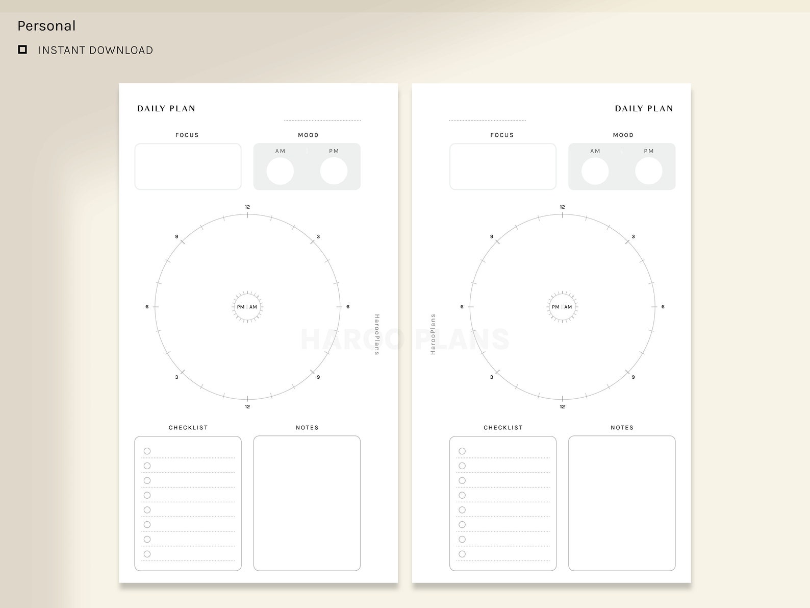 Daily Planner | Personal Size Printable Inserts | 24 Hour Schedule ...