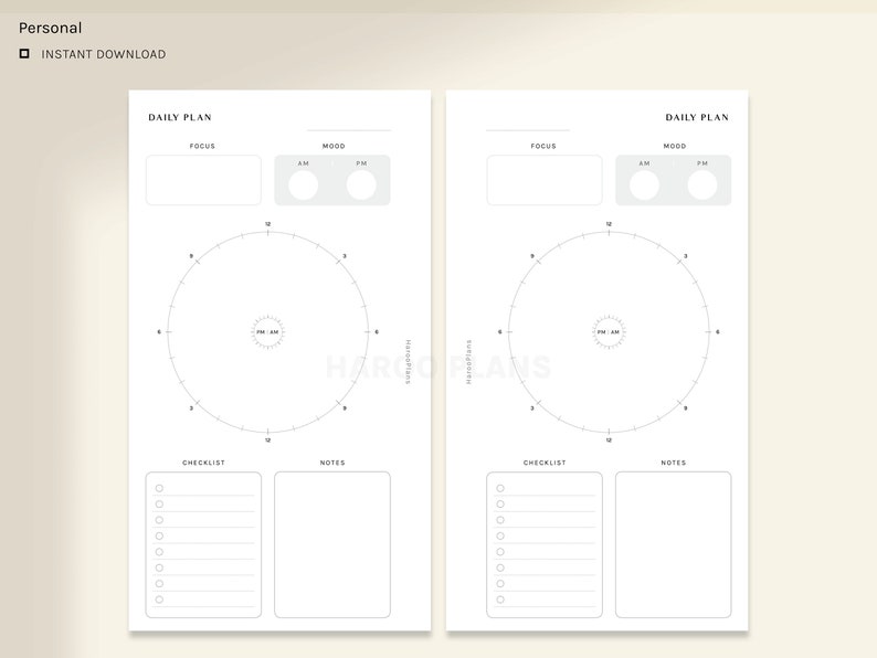 Daily Planner | Personal Size Printable Inserts | 24 Hour Schedule ...