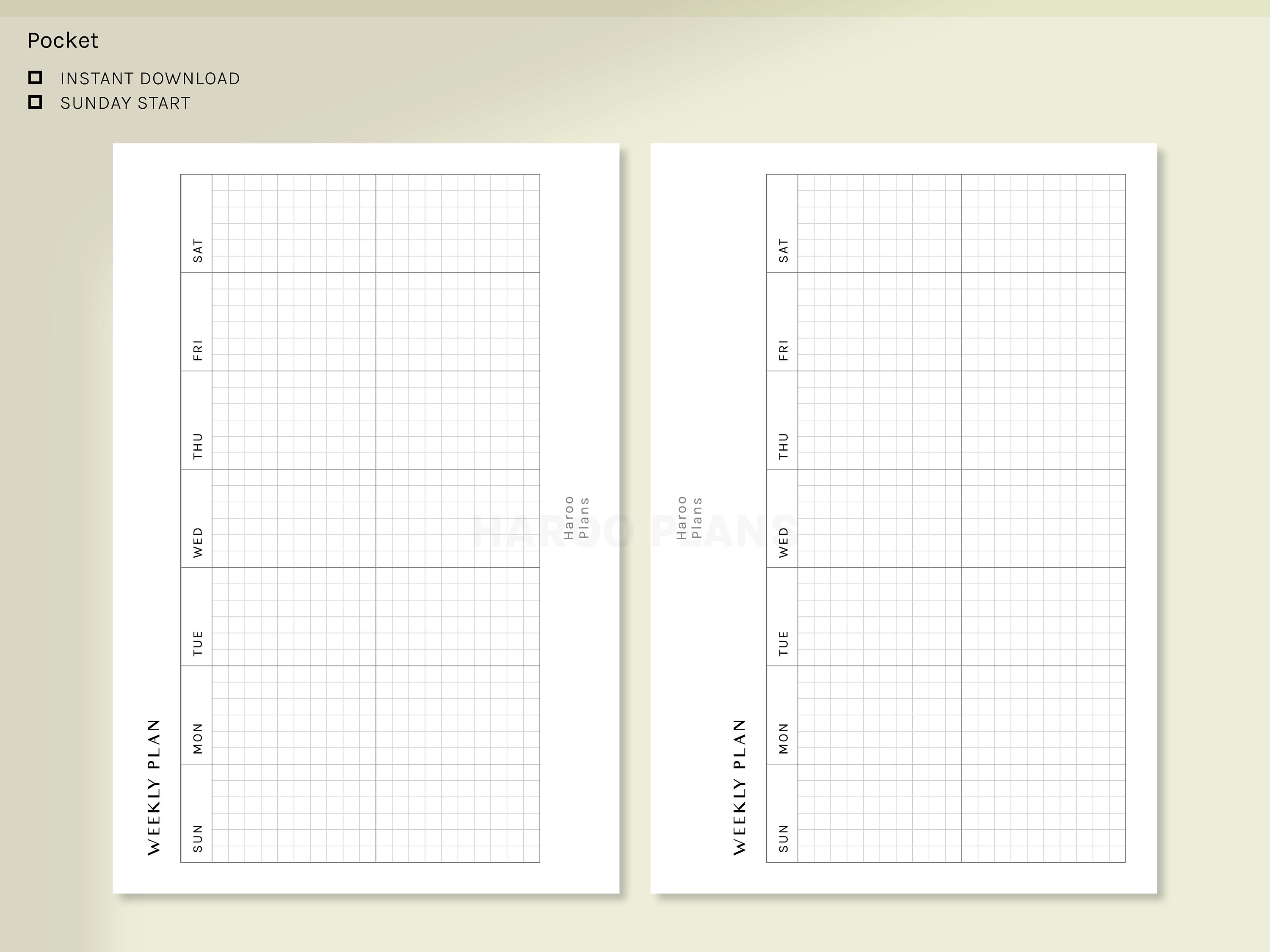 Weekly Planner | Pocket Size Printable Inserts | Undated Organizer ...